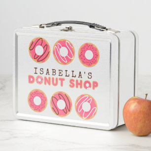 Niedlicher Pink-Donut-Shop Metall Lunch Box