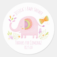 Niedlicher Pink Elephant Girl Babyaufkleber