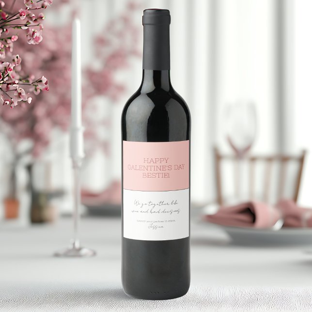 Niedlicher Pink Happy Galentine's Day Partner in C Weinetikett (Cute Pink Happy Galentine's Day Partner In Crime Wine Label
)