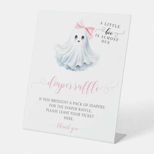 Niedlicher Pink Little Boo Bow Baby Dusche Windelw Sockelschild (Vorderseite)