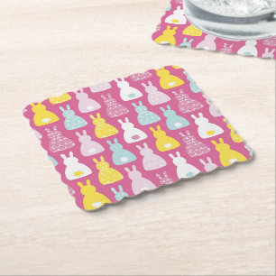 Niedlicher Pink Oaster Kaninchenpapier Untersetzer