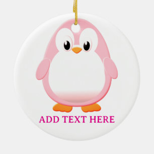 Niedlicher Pink Pinguin Cartoon Custom Keramik Ornament