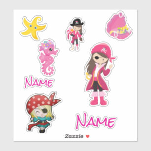 Niedlicher Pink Pirate Girl Sticker