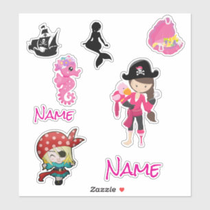 Niedlicher Pink Pirate Girl Sticker