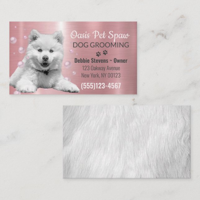 Niedlicher Pink Shimmer Dog Pet Grooming Service Visitenkarte (Vorne/Hinten)