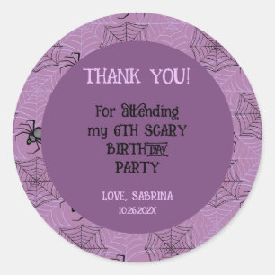 Niedlicher Pink-Spinne Halloween-Geburtstagsticker Runder Aufkleber