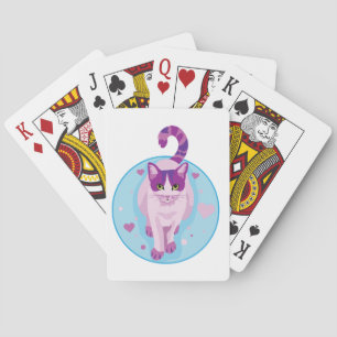 NIEDLICHER PINK UND LILA KATZE IN EINEM HAUTKREIS SPIELKARTEN