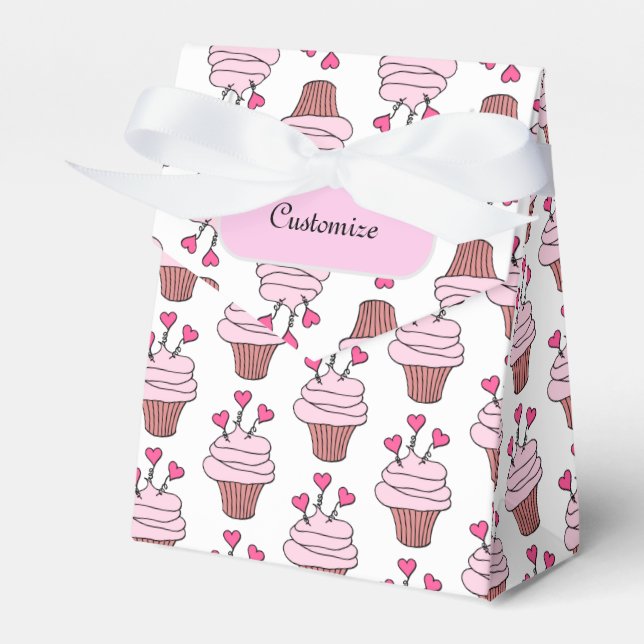Niedlicher Pink und Weiß Cupcakes Zelt Geschenkschachtel (Vorderseite)