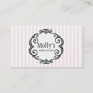 Niedlicher Pink und Weiß Streifen Konditorei Koch Visitenkarte
