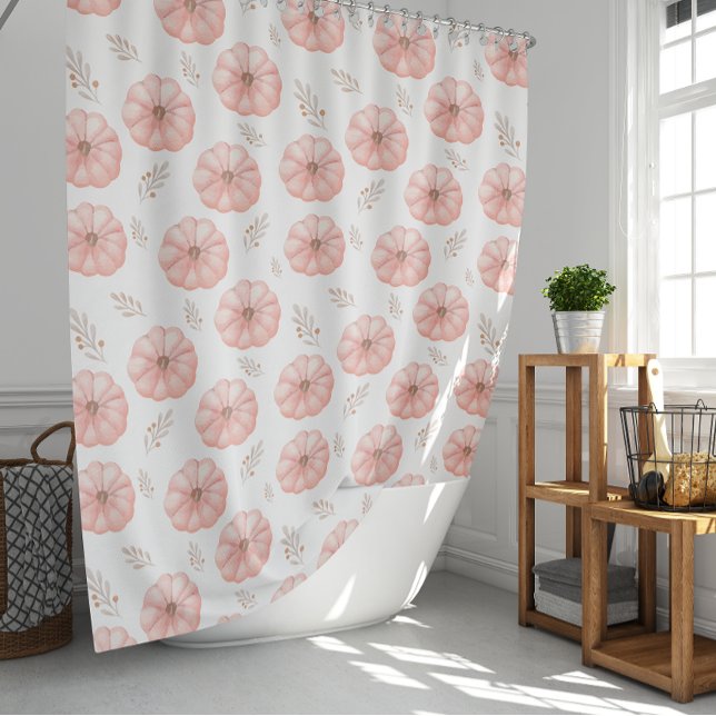 Niedlicher Pink Wasserfarbe Pumpkin Fall Duschvorh Duschvorhang (Cute Pink Watercolor Pumpkin Fall Shower Curtain)