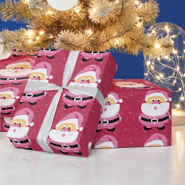 Niedlicher pinkfarbener Weihnachtsfeiertag Geschenkpapier (Feiertage)