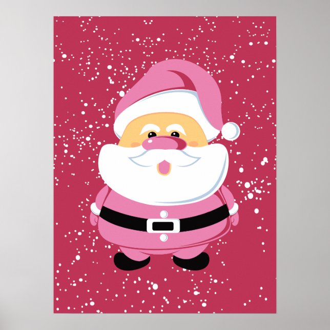 Niedlicher pinkfarbener Weihnachtsfeiertag Poster (Vorne)