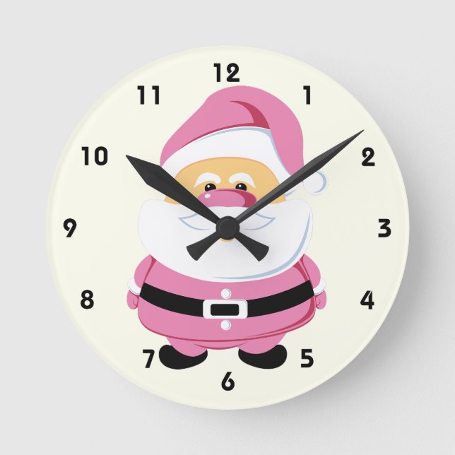 Niedlicher pinkfarbener Weihnachtsfeiertag Runde Wanduhr (Vorderseite)