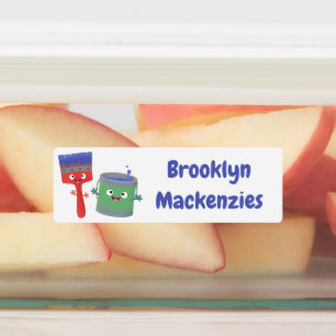 Niedlicher Pinsel und Cartoon personalisiert Etiketten