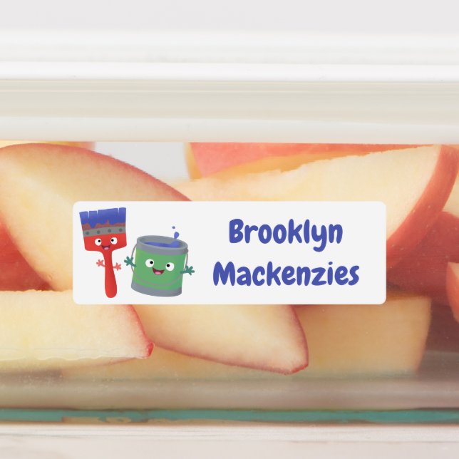 Niedlicher Pinsel und Cartoon personalisiert Etiketten (Befestigt)