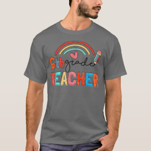 Niedlicher Pinselstrich Regenbogen 6. Klasse Lehre T-Shirt