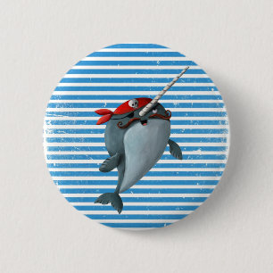 Niedlicher Pirat Narwhal Button