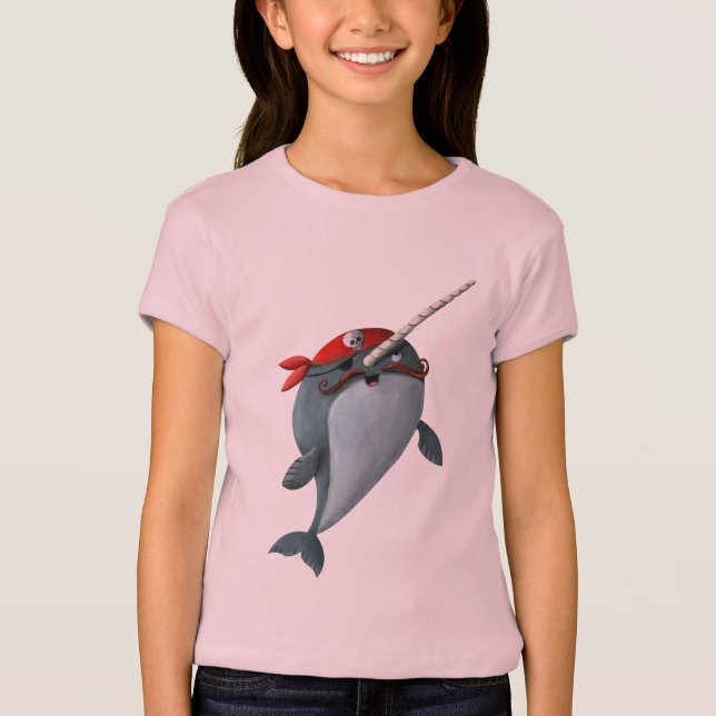 Niedlicher Pirat Narwhal T-Shirt (Vorderseite)