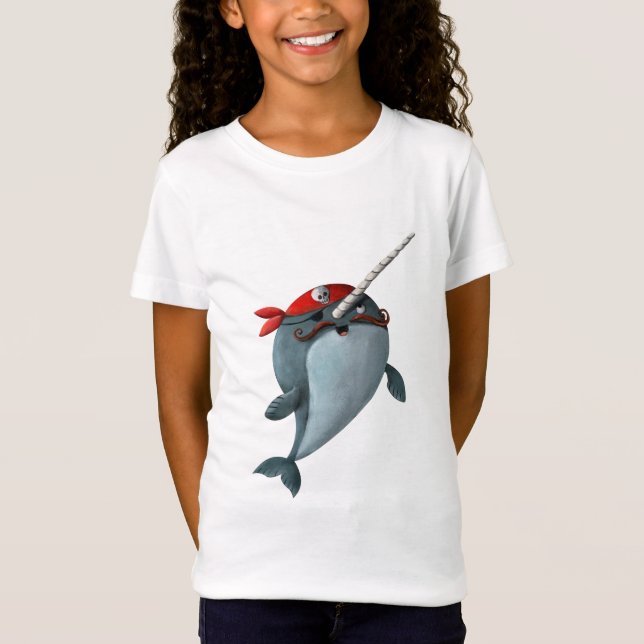 Niedlicher Pirat Narwhal T-Shirt (Vorderseite)