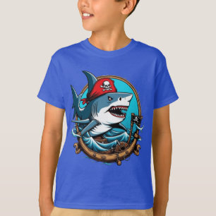 Niedlicher Piratenhai auf einem T - Shirt