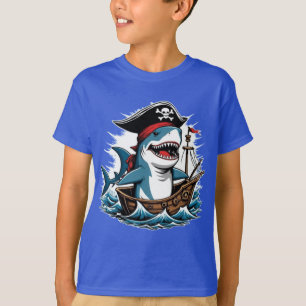 Niedlicher Piratenhai auf einem T - Shirt