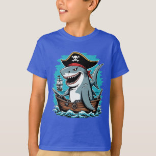 Niedlicher Piratenhai auf einem T - Shirt