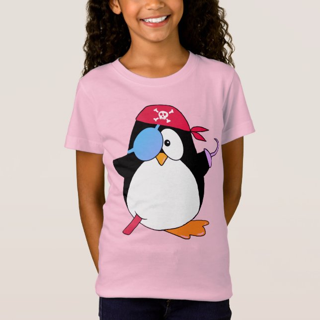 Niedlicher Piratenpinguin-Grau T-Shirt (Vorderseite)