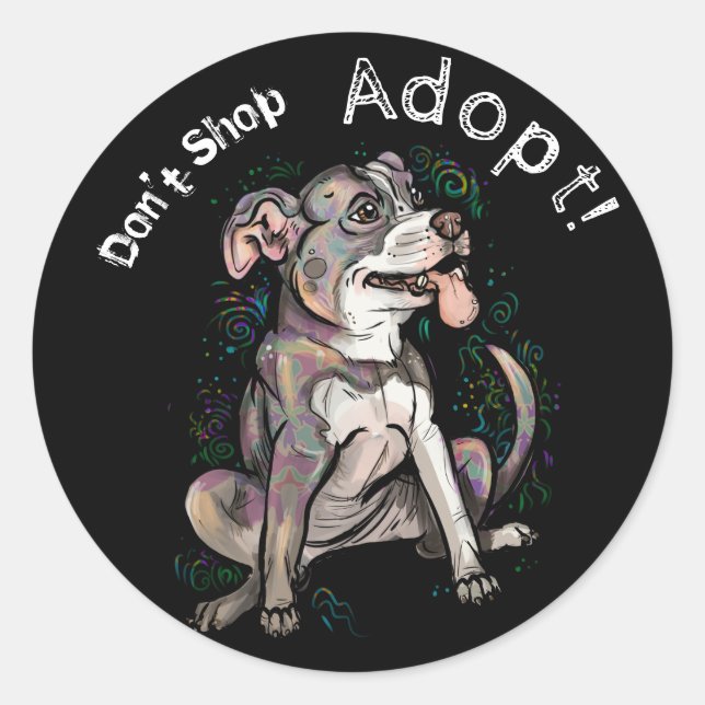 Niedlicher Pit Bull "Adoptier!, Shop nicht" Runder Aufkleber (Vorderseite)