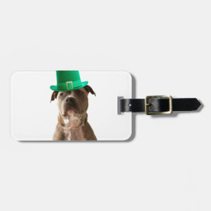 Niedlicher Pit Bull Dog Hat St. Patrick's Day Gepäckanhänger