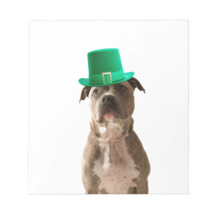 Niedlicher Pit Bull Dog Hat St. Patrick's Day Notizblock