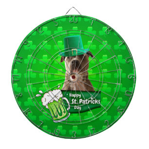 Niedlicher Pit Bull Dog Hat St. Patrick's Day w Cl Dartscheibe