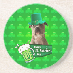 Niedlicher Pit Bull Dog Hat St. Patrick's Day w Cl Getränkeuntersetzer