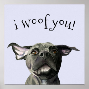 Niedlicher Pit Bull Dog i wovon du Aquarellmalerei Poster