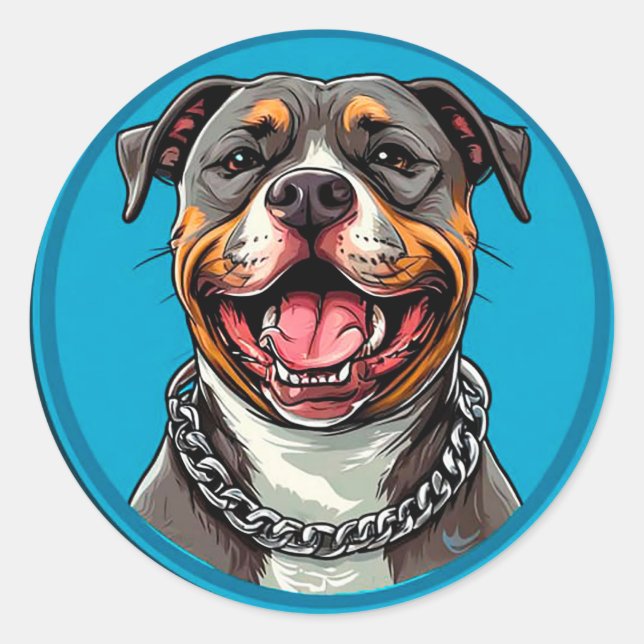 Niedlicher Pitbulhund Runder Aufkleber (Vorderseite)
