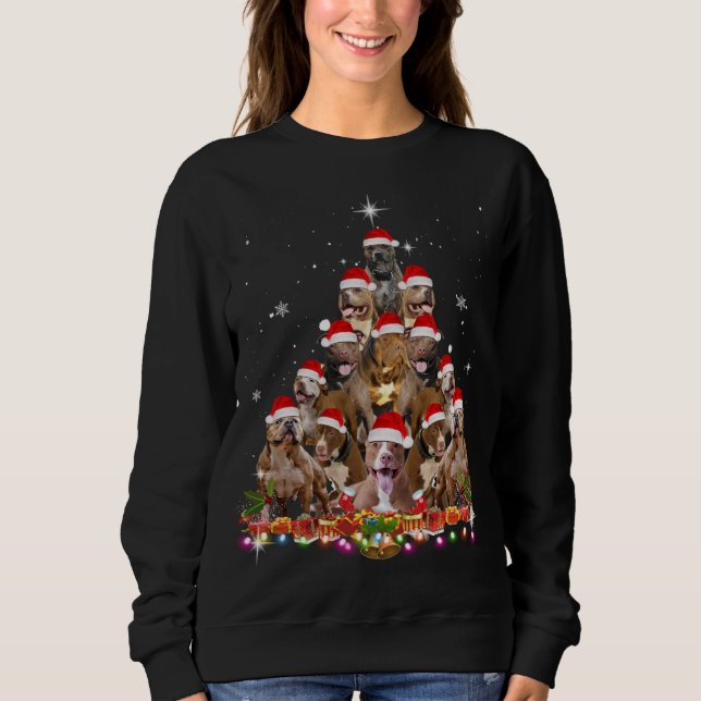 Niedlicher Pitbuli Weihnachtsbaum Dog Weihnachtsma Sweatshirt (Vorderseite)