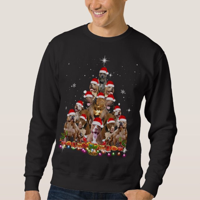 Niedlicher Pitbuli Weihnachtsbaum Dog Weihnachtsma Sweatshirt (Vorderseite)