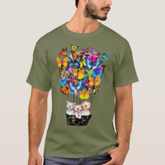 Niedlicher Pitbull Dog Butterfly Heißluftballon T T-Shirt