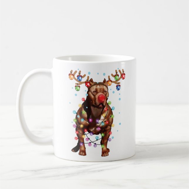 Niedlicher Pitbull Hund Lover Funny Xmas Weihnacht Kaffeetasse (Links)