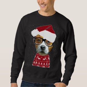 Niedlicher Pitbull in Weihnachtsmannmütze Ugly Chr Sweatshirt