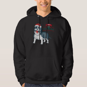 Niedlicher Pitbull mit Weihnachtsmannmütze frohe P Hoodie