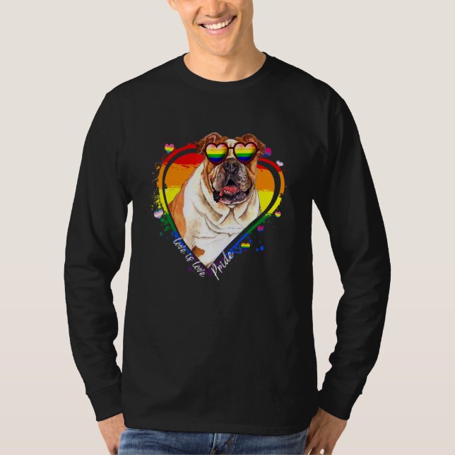 Niedlicher Pitbull Rainbow Gay Pride Lgbt Dog T-Shirt (Vorderseite)