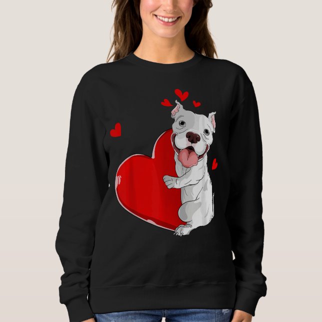 Niedlicher Pitbull-Valentinstag Herzklopfen Sweatshirt (Vorderseite)