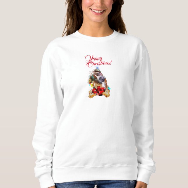 Niedlicher Pittie Dog Yappy Weihnachten Sweatshirt (Vorderseite)