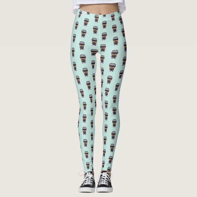Niedlicher pixeliger RoboterCop Leggings (Vorderseite)