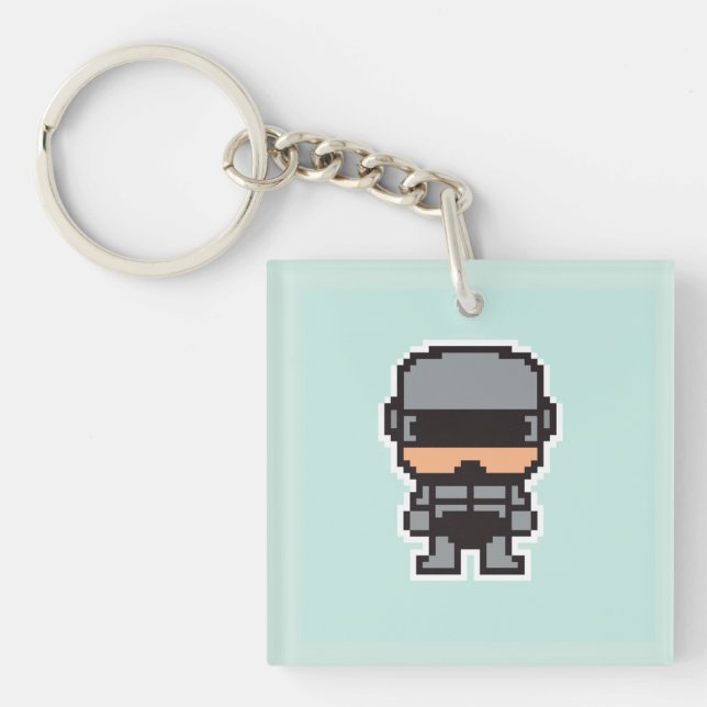 Niedlicher pixeliger RoboterCop Schlüsselanhänger (Vorderseite)