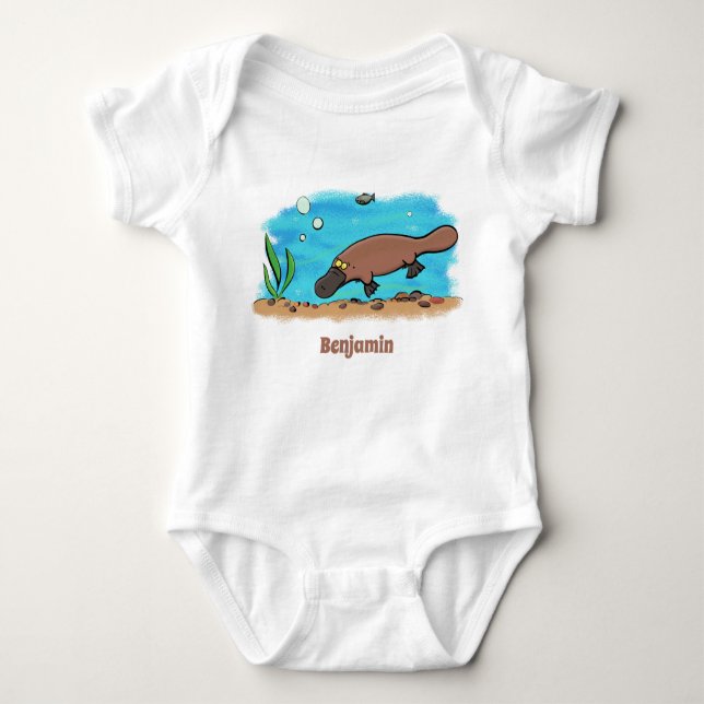 Niedlicher Platypus-Cartoon Baby Strampler (Vorderseite)