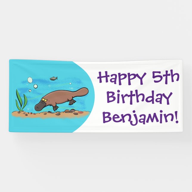 Niedlicher Platypus-Cartoon Banner (Horizontal)