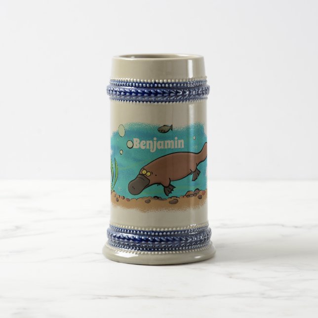 Niedlicher Platypus-Cartoon Bierglas (Mittel)