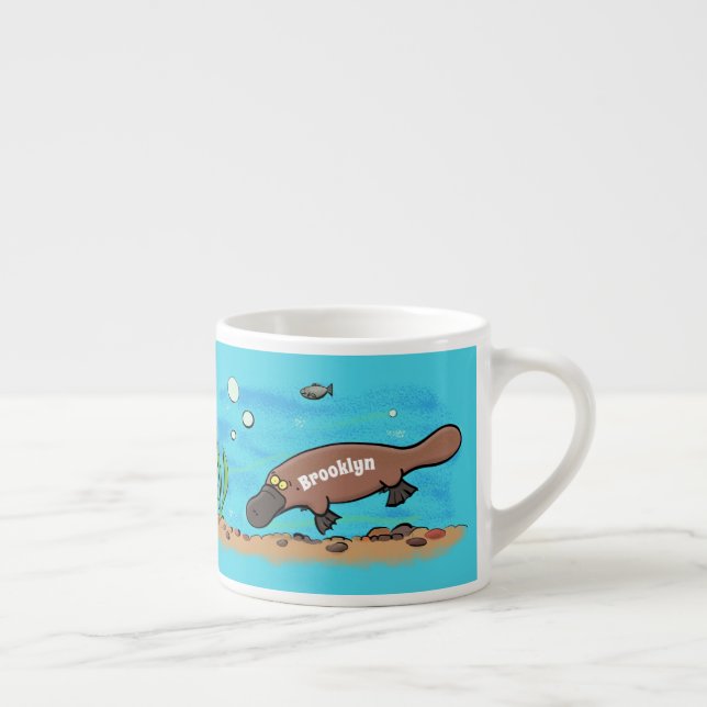 Niedlicher Platypus-Cartoon Espressotasse (Rechts)