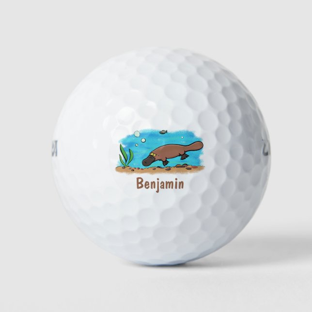 Niedlicher Platypus-Cartoon Golfball (Vorderseite)